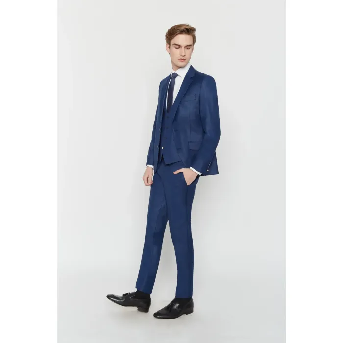 Costume fil à fil Maison Oscar Paris Bleu Roi 3 pièces