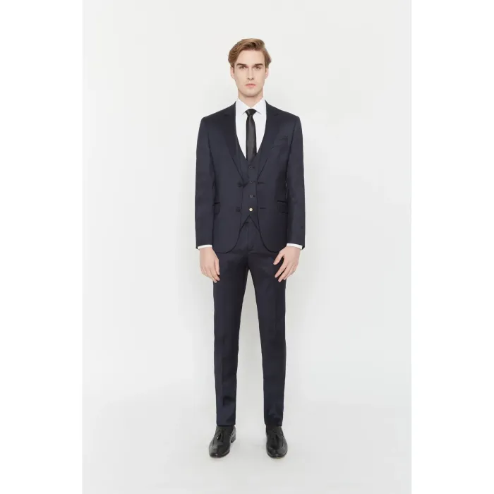 Costume Maison Oscar Paris Marine chiné 3 pièces