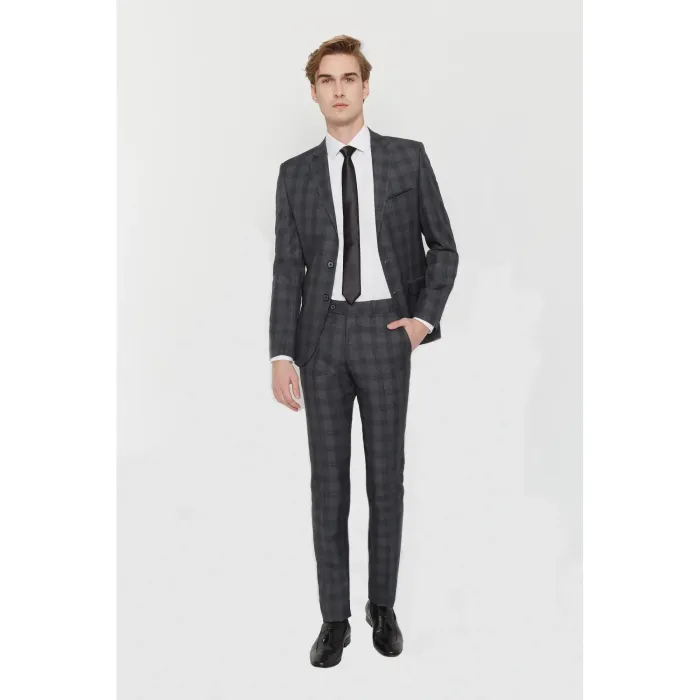 Costume Maison Oscar Paris Gris à carreaux 2 pièces